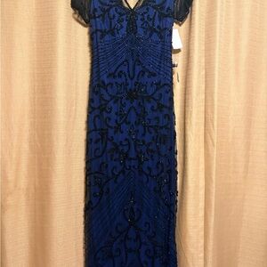 Pisarro Nights Navy Beaded Maxi Dress